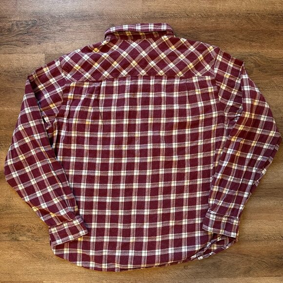 Woolrich Casual Button Down Mens XL Red Cream Plaid Rugged Flannel Shirt - Picture 2 of 6